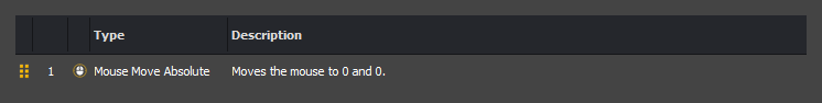 The input command action editor showing a mouse movement absolute action in InstructBot.