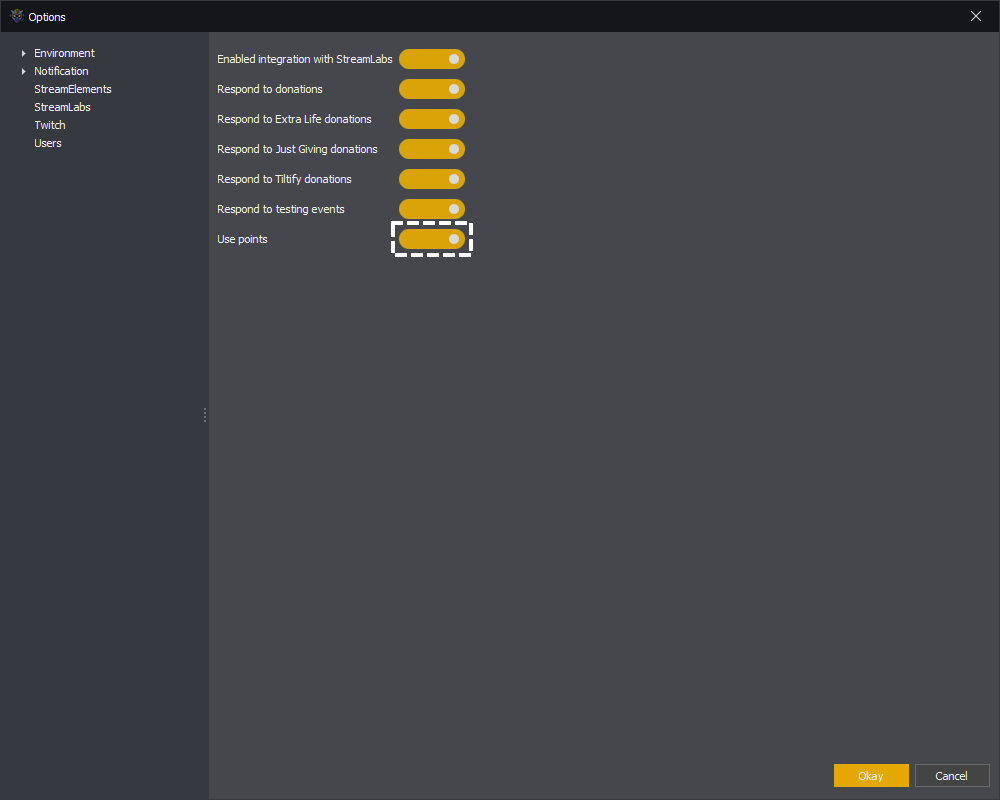 InstructBot options showing how to use StreamLabs points system.