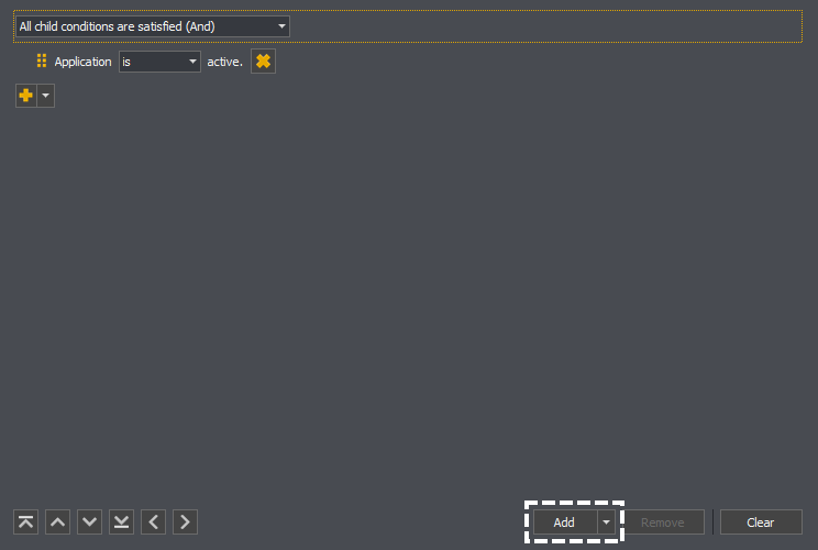Condition editor showing the enabled add button in InstructBot.