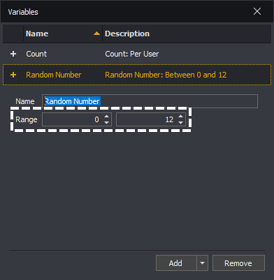 InstructBot showing the random number variable range.