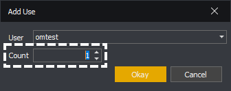 InstructBot showing the add use window and how to assign the count.