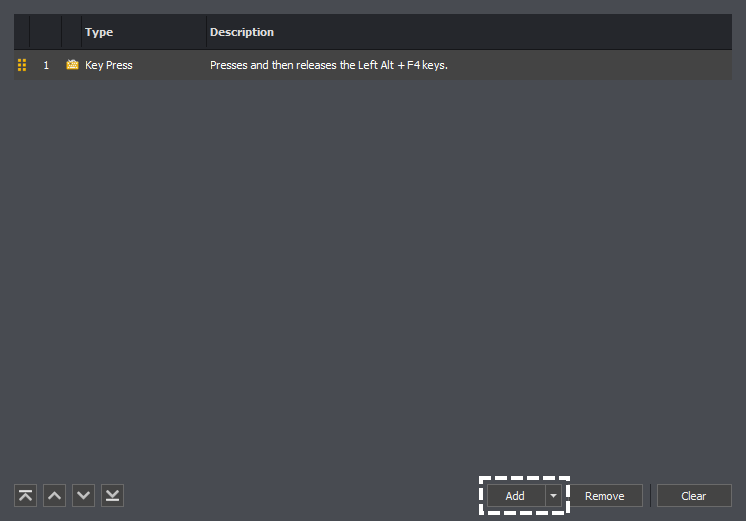 An example showing the add action button of an input command in InstructBot.