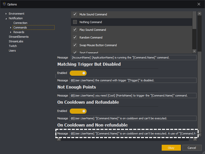 InstructBot options showing.