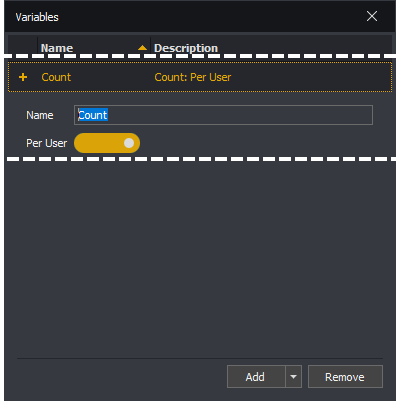 InstructBot showing how to edit a variable for a text command.